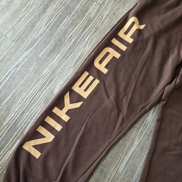 Nike Air Max High-Waisted Joggers Women's L Brown Beige Fleece New LE FB8051-237 - Picture 4 of 16